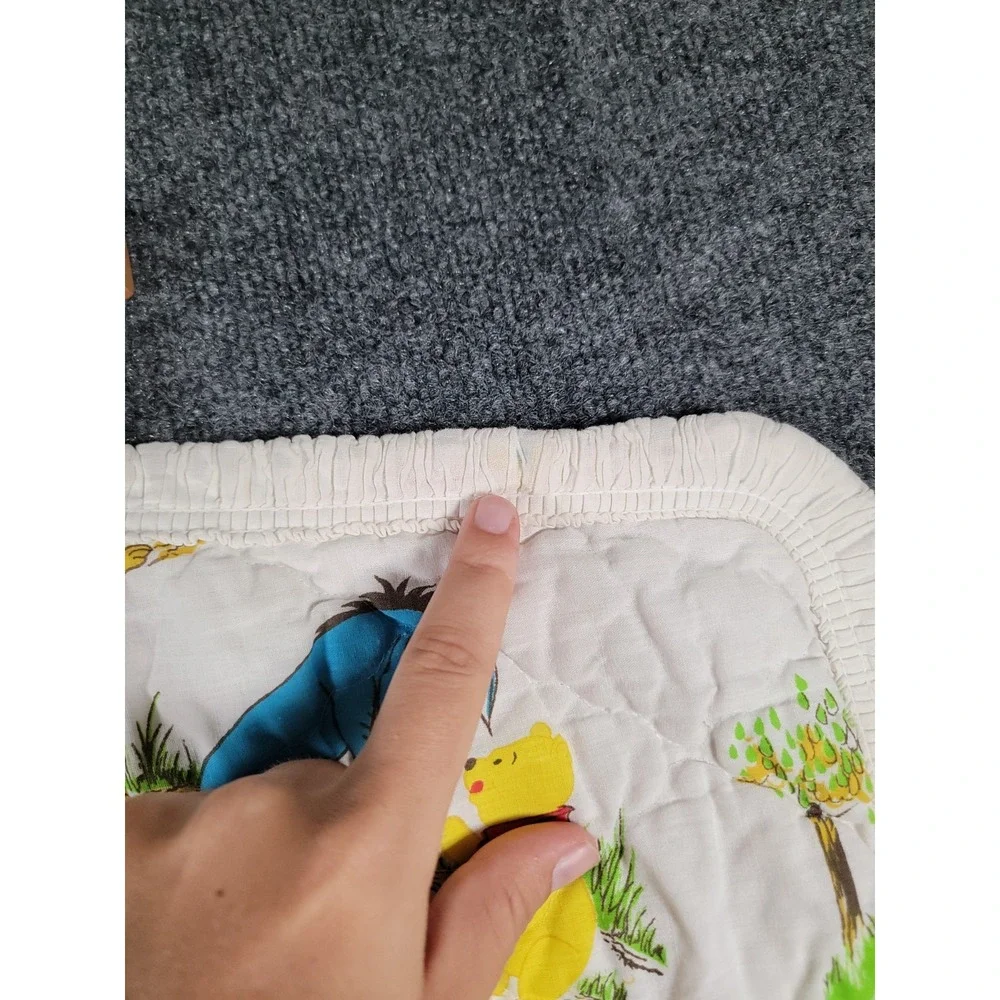 VTG 70s 80s Sears Winnie The Pooh Hundred Acre Woods Quilted Baby Crib Blanket